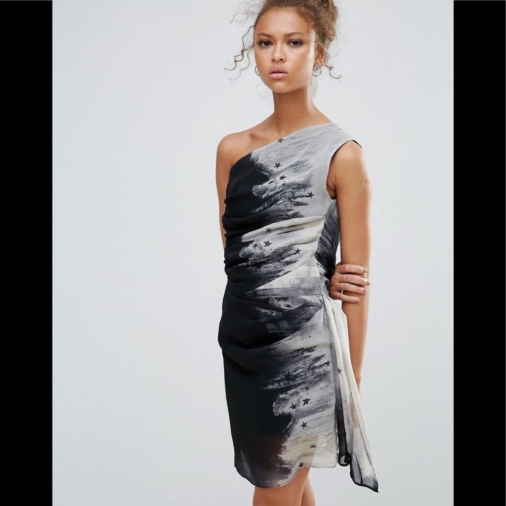 LIKE NEW Religion One shoulder  mini dress Black